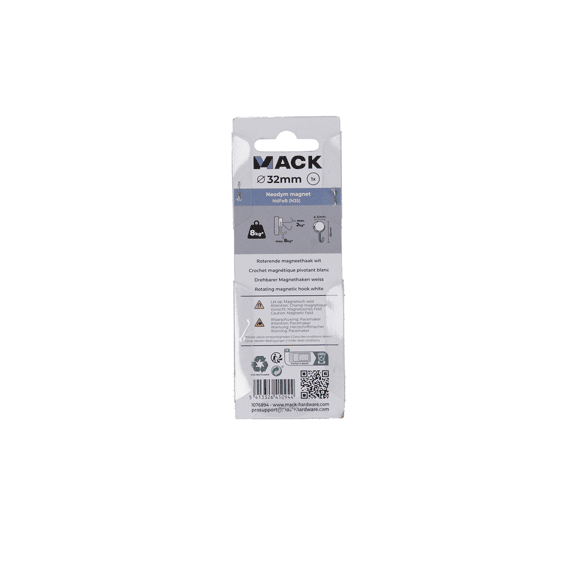 Mack Roterende Magneethaak 32mm - Wit - 360° 1st