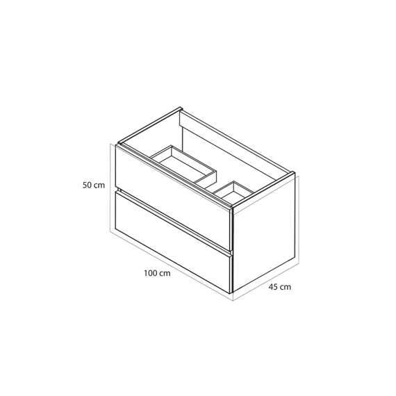 Tiger Condo Wastafelonderkast 100 Cm Hoogglans Wit