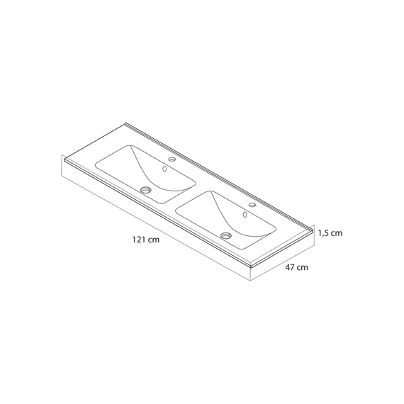Tiger T-line Quadro Inbouwwastafel 120 Cm Glanzend Wit