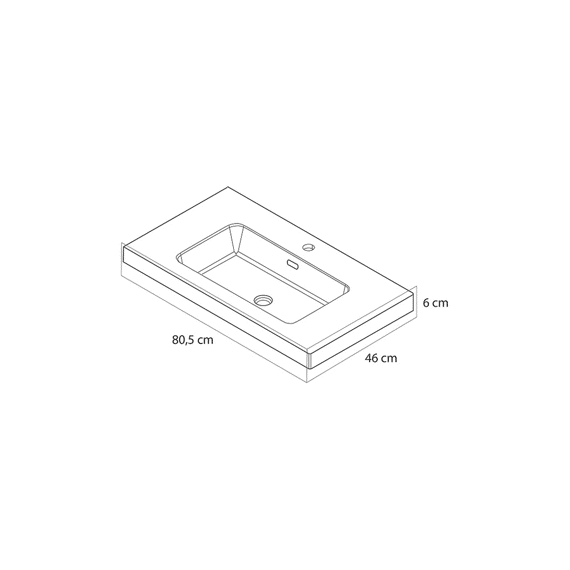 Tiger T-line Quadro Opbouwwastafel 80 Cm Glanzend Wit