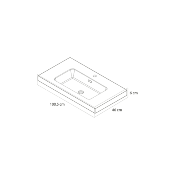 Tiger T-line Quadro Opbouwwastafel 100 Cm Glanzend Wit