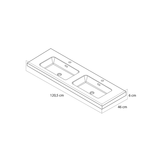 Tiger T-line Quadro Opbouwwastafel 120 Cm Glanzend Wit