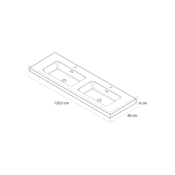 Tiger T-line Quadro Opbouwwastafel 120 Cm Mat Zwart