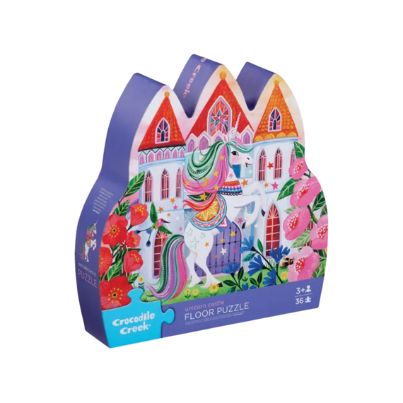 Crocodile Creek Shaped Box Puzzel 36st Eenhoorn Kasteel