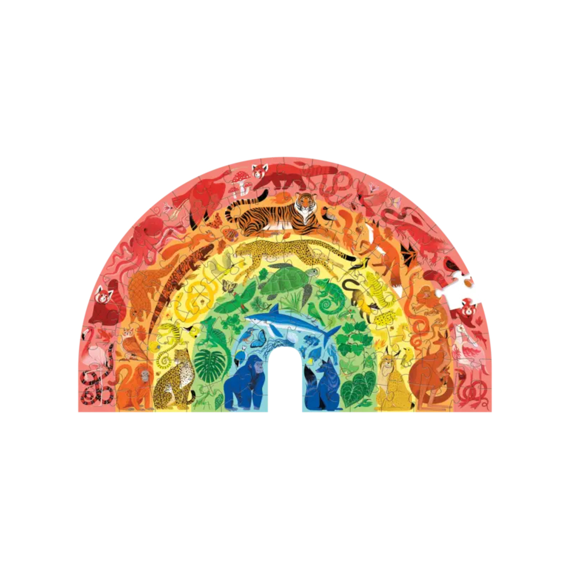 Crocodile Creek Shaped Box Puzzel 100st Dieren Regenboog