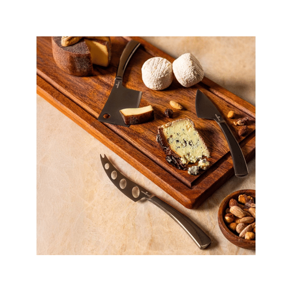 Bowls & Dishes Moments Kaasmessenset 3-delig Titanium Zachte/medium/harde Kazen