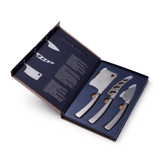Bowls & Dishes Moments Kaasmessenset 3-delig Titanium Zachte/medium/harde Kazen