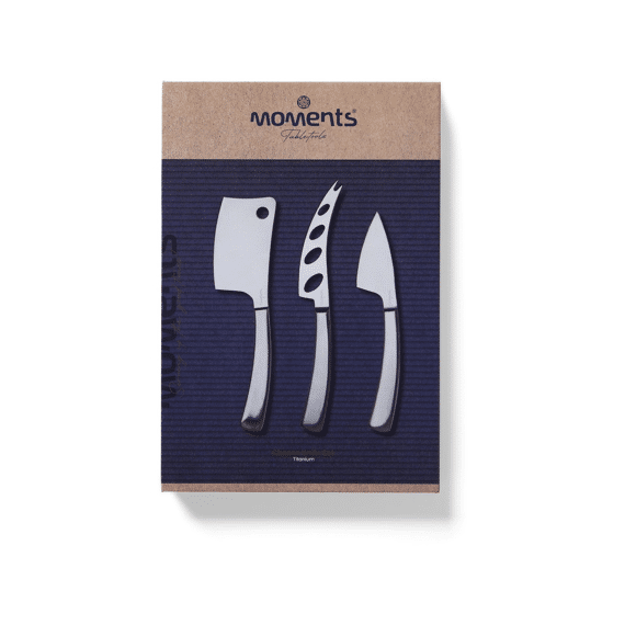 Bowls & Dishes Moments Kaasmessenset 3-delig Titanium Zachte/medium/harde Kazen
