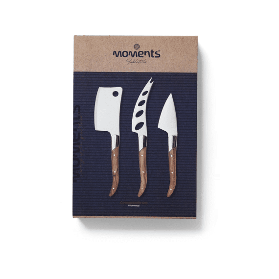 Bowls & Dishes Moments Kaasmessenset 3-delig Olijfhout Zachte/medium/harde Kazen