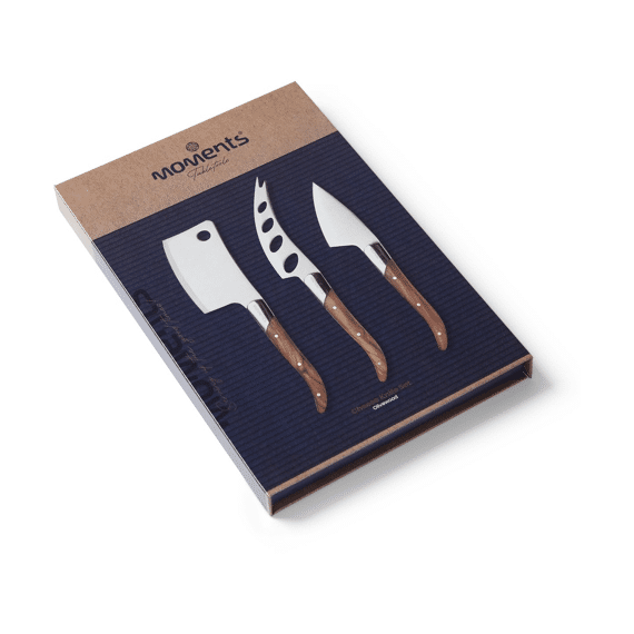 Bowls & Dishes Moments Kaasmessenset 3-delig Olijfhout Zachte/medium/harde Kazen