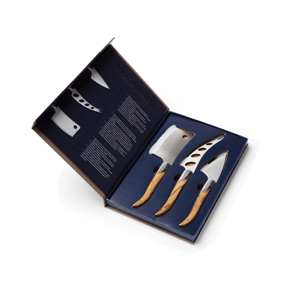 Bowls & Dishes Moments Kaasmessenset 3-delig Olijfhout Zachte/medium/harde Kazen