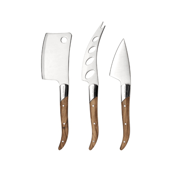 Bowls & Dishes Moments Kaasmessenset 3-delig Olijfhout Zachte/medium/harde Kazen