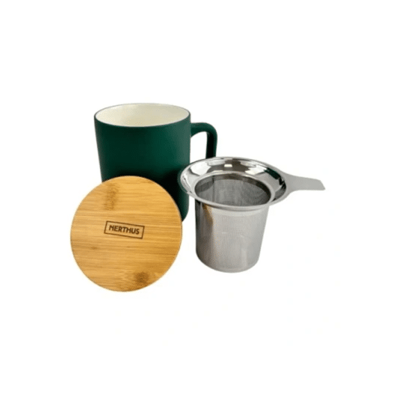 Nerthus Theetas Met Filter En Bamboe Onderzetter Groen