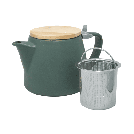 Nerthus Theepot Met Filter En Bamboe Deksel Groen