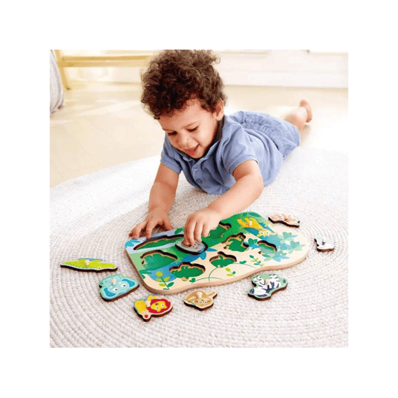 Hape Houten Noppenpuzzel 9st Jungle