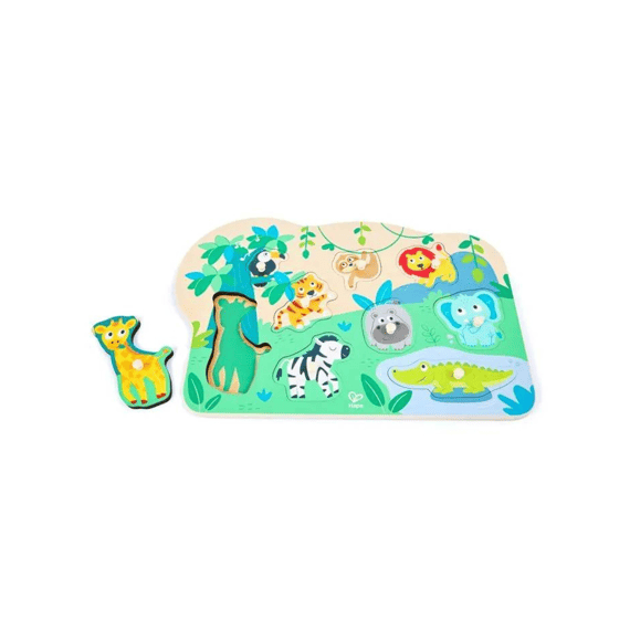 Hape Houten Noppenpuzzel 9st Jungle