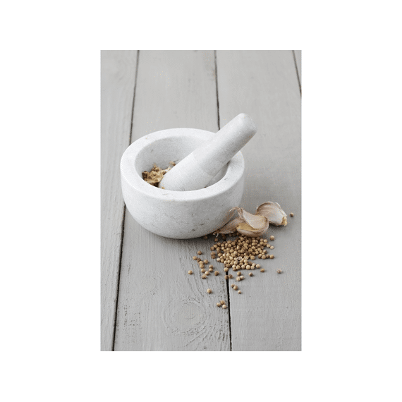 Point-virgule Vijzel & Stamper Uit Gepolijst Marmer Wit Ø 12cm