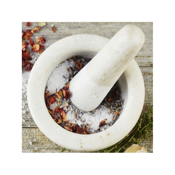 Point-virgule Vijzel & Stamper Uit Gepolijst Marmer Wit Ø 12cm