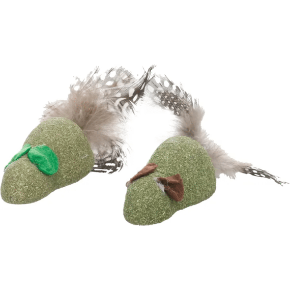 Flamingo Speelgoed Katti Muis Met Veren L  Groen 12,7x3,5x3,5cm