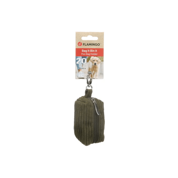 Flamingo Poepzakhouder Ribta Groen + 1 Rol  6x5x9cm