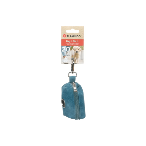 Flamingo Poepzakhouder Vilto Blauw + 1 Rol  6x5,5x9cm