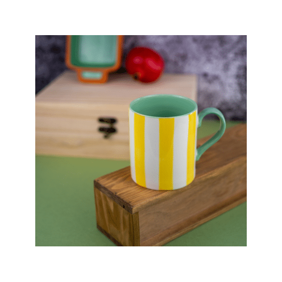 Wd Lifestyle Mok 400ml Gestreept Geel Wit