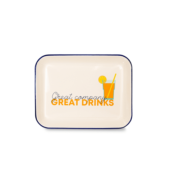 Wd Lifestyle Geëmailleerd Dienblad 34x26cm. Decoratie: 