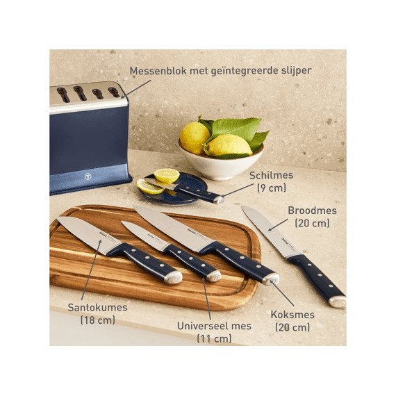 Tefal Eversharp Messenblok Gevuld 6-delig Met Geintegreerde Messenslijper