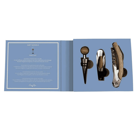 3-delige Wijnset - Flesopener, Stopper En Schenktuit In G.b. Gift Novels