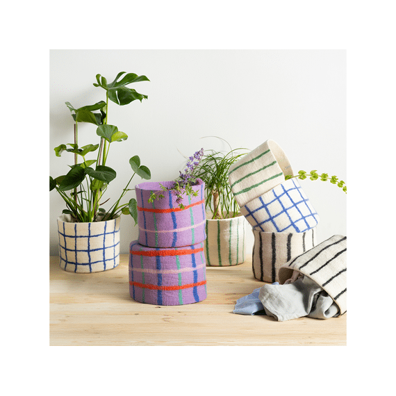 Aveva Wollen Mandje 25 Thick Checked Lilac Multi