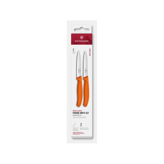 Victorinox Swiss Classic Paring Knife 2pcs 10cm Wavy/straight Orange