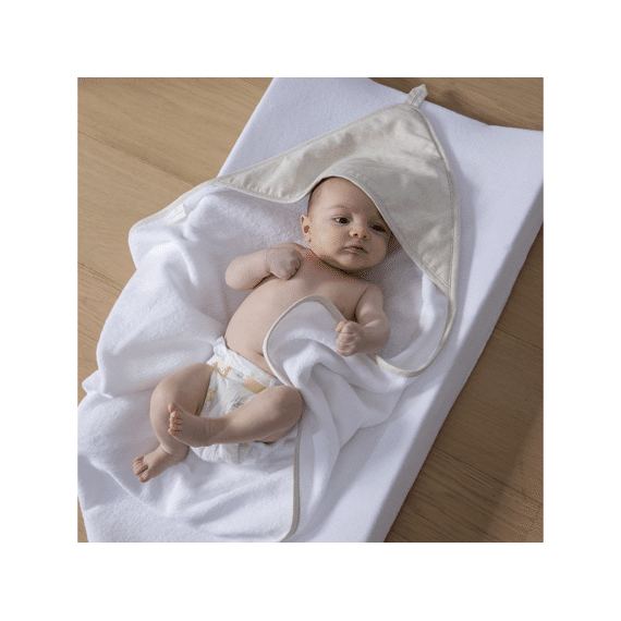 Living Nature Badcape + Washandje Linnen 70x70cm