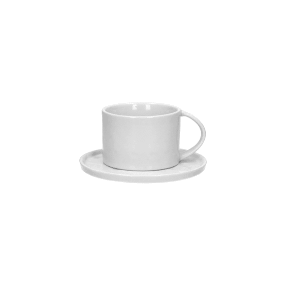 Porcelino White Kopje & Schoteltje 20 Cl Porselein Dia 14 X H 8,2 Cm Wit