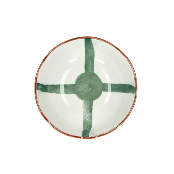 Mykonos Pokébowl Porselein Dia 20 X H 9,5 Cm Groen