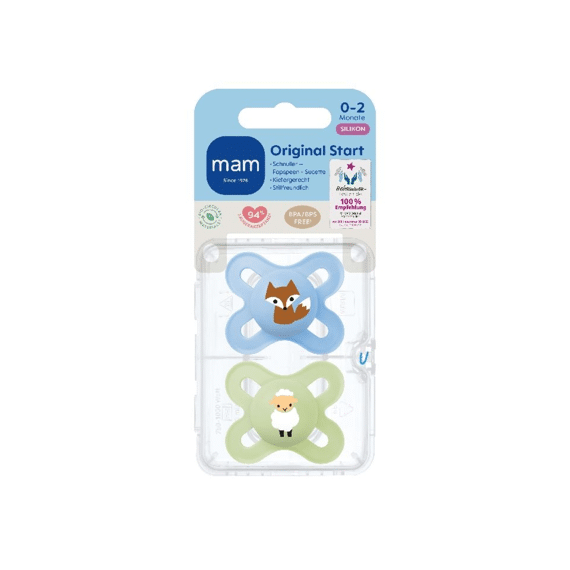 Mam Fopspeen Original Matt Silicone Start 0-2m Blue