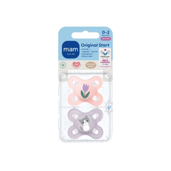 Mam Fopspeen Original Matt Silicone Start 0-2m Pink