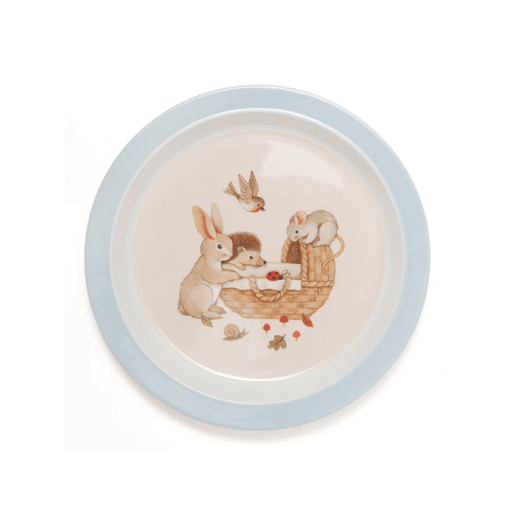 Petit Monkey Melamine Bord Animal Craddle Dove Blue