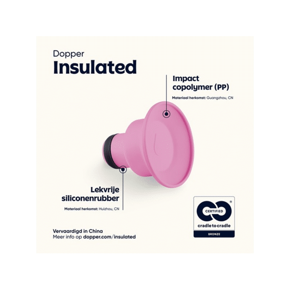 Dopper Insulated 580ml Cap Pelican Pink