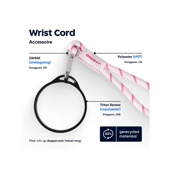 Dopper Wrist Cord Black Mug Ring Cherry Pink