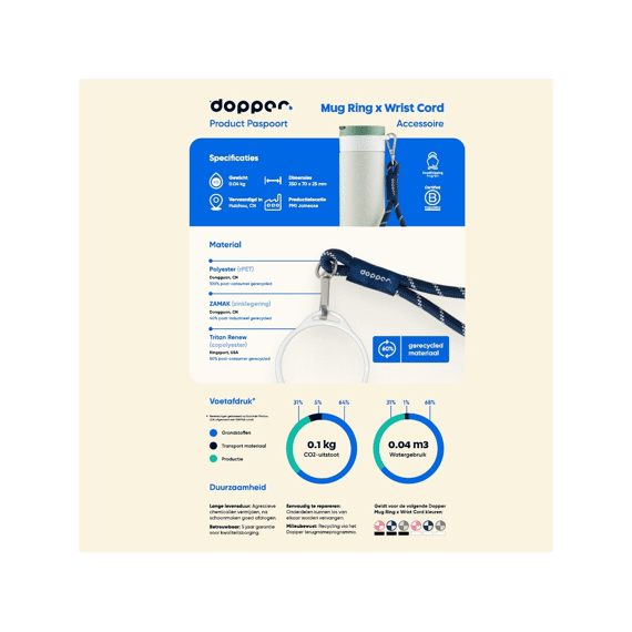 Dopper Wrist Cord Black Mug Ring Midnight Silver