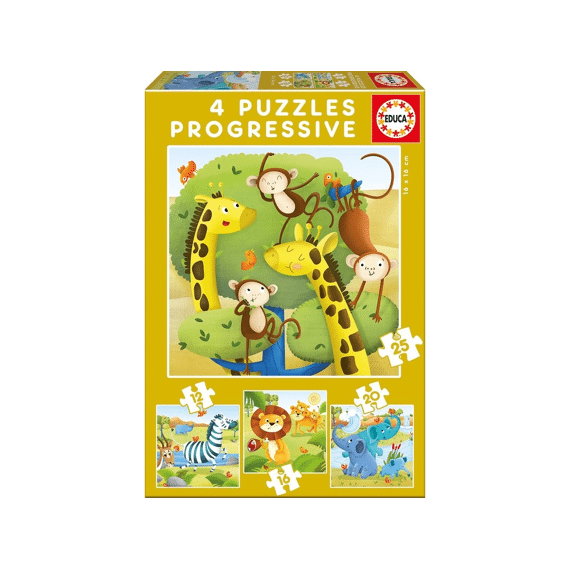 Educa Puzzel 4 In 1 Wilde Dieren 6-9-12-16 Stuks