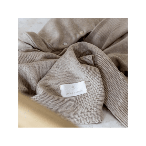 Living Nature Deken Wieg 75x100 Knitted Daan Beige Mix