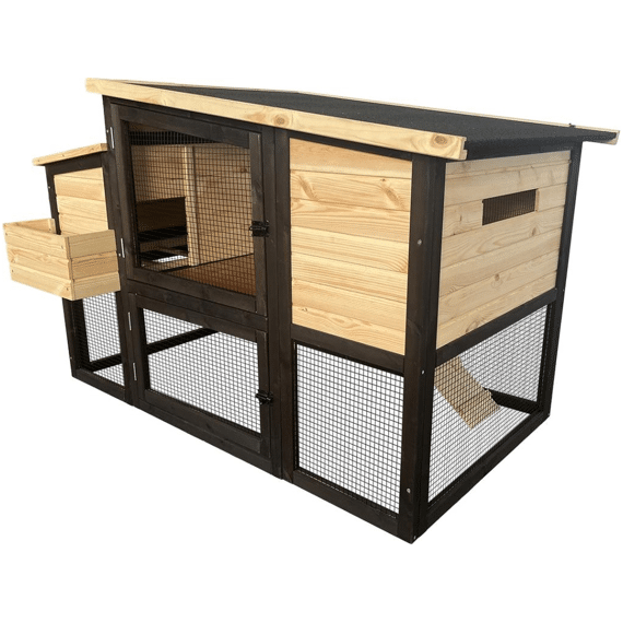 Duvo+ Woodland Design Konijnenhok Bunny Barn 147x80x93cm Houtkleurig Fsc Mix Credit