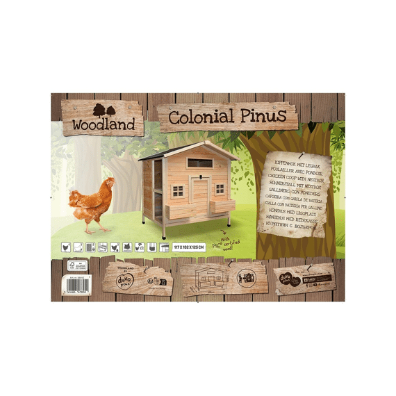 Duvo+ Woodland Kippenhok Colonial Pinus 117x102.5x125cm Houtkleurig Fsc Mix Credit