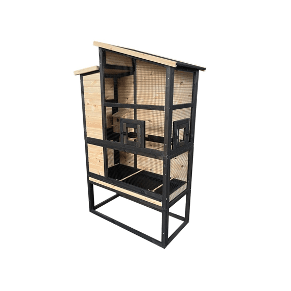 Duvo+ Woodland Design Volière Chirpy Court 110x56x175cm Houtkleurig Fsc Mix Credit