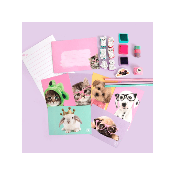 Studio Pets Stempelset Met Briefpapier En Stickers Puppy En Kitten