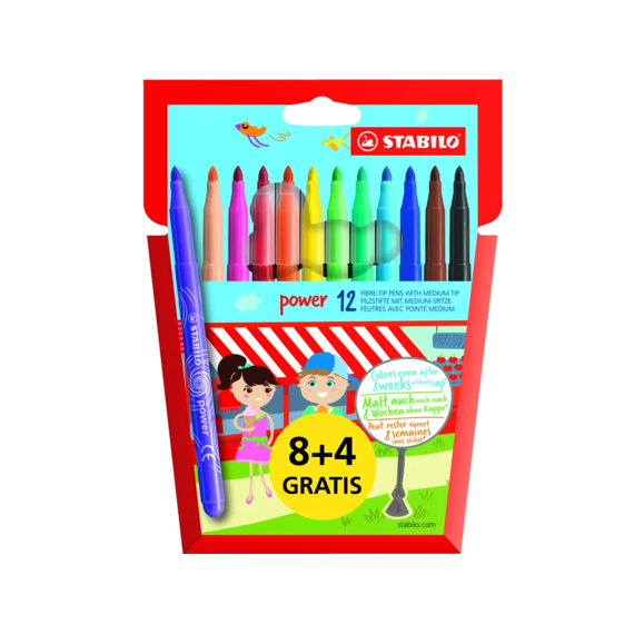 Stabilo Power Viltstiften Cardboard Wallet 8+4 Gratis