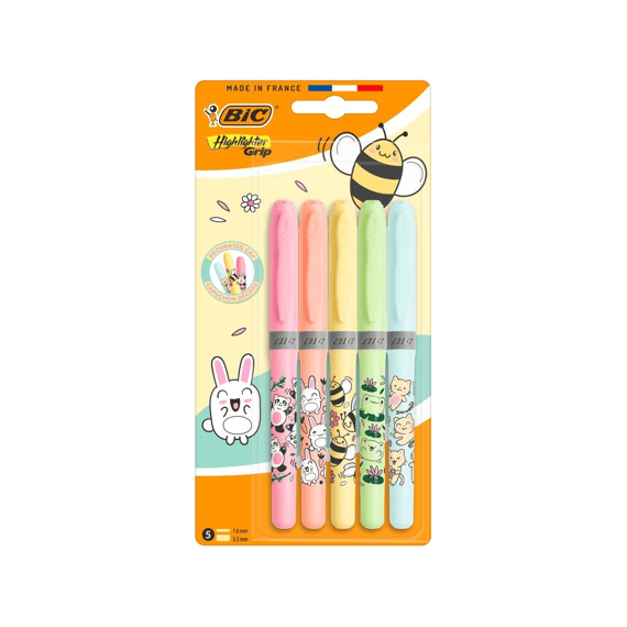 Bic Markeerstift Grip Kawai Pastel Op Blister