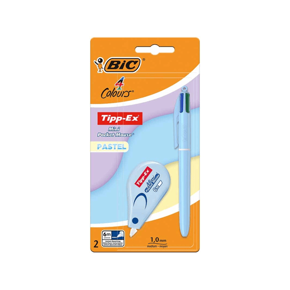 Bic 4 Kleurenbalpen Met Tipp-ex Op Blister