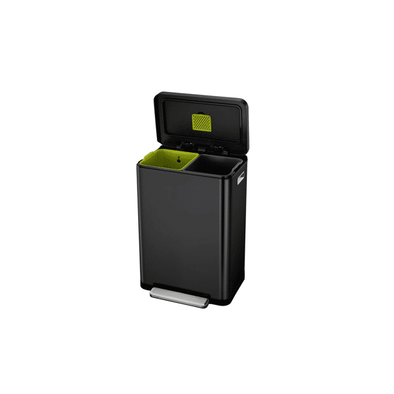 Eko X-cube Pedaalemmer 20+20 Liter Mat Rvs, Zwart Glanzend 38x48x71